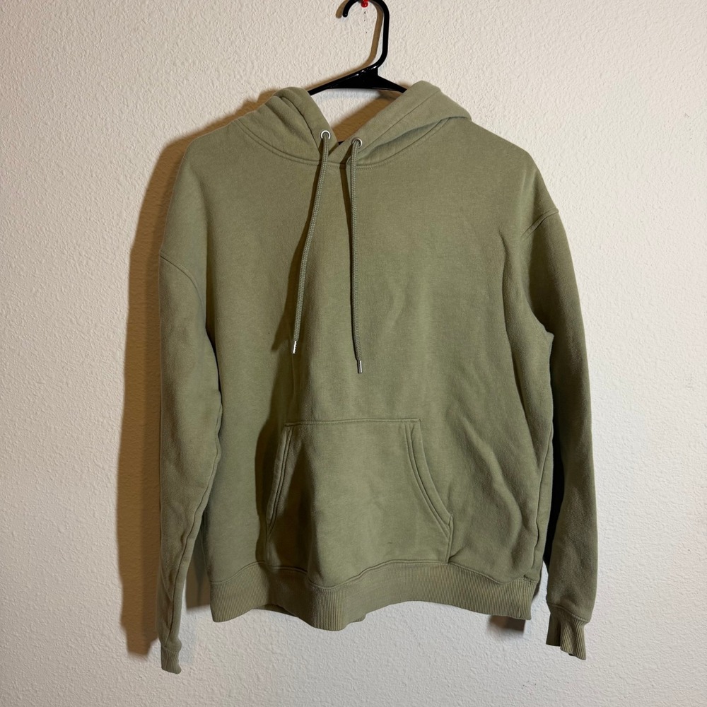H&M Loose Fit Hoodie Mens Medium Sage Green Olive Pullover Sweatshirt